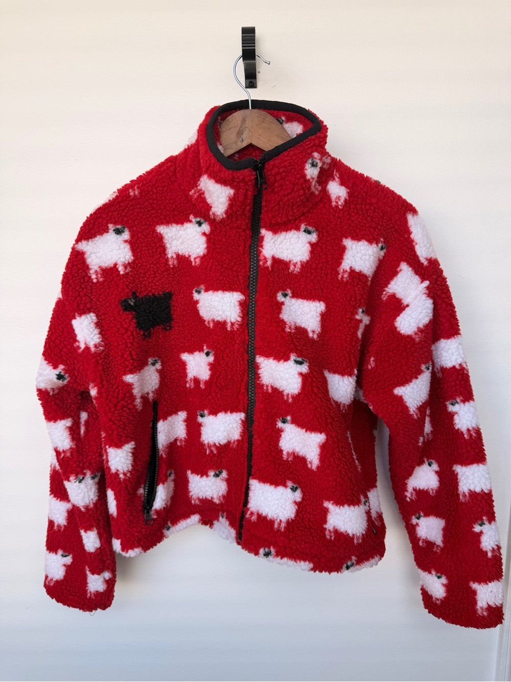 Rowing Blazers Red Sherpa Puffer with White Sheep Pattern